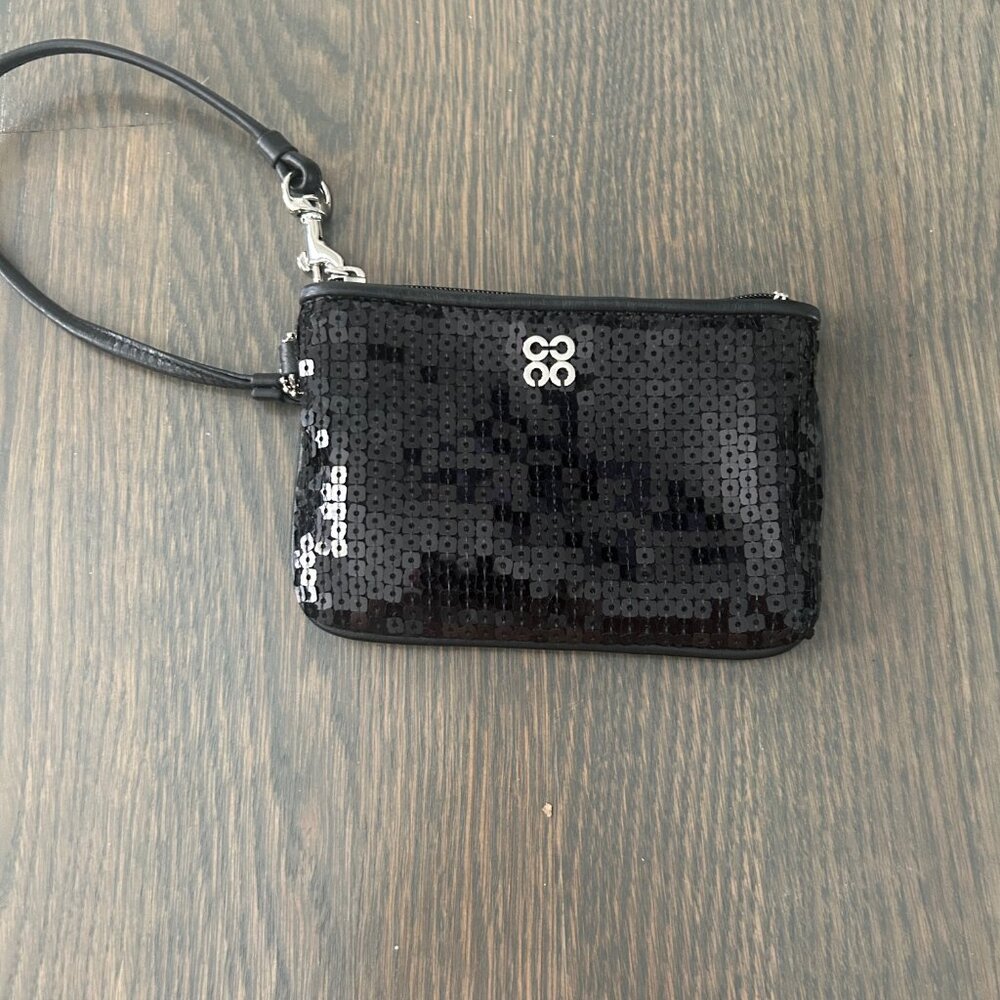 Coach Special Occasion Sequined Wristlet Black & Silver
